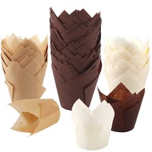 200Pcs Tulip Cupcake Baking Cups, Muffin Baking Liners Holders, Rustic C... - $23.99