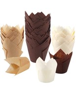200Pcs Tulip Cupcake Baking Cups, Muffin Baking Liners Holders, Rustic C... - £18.76 GBP