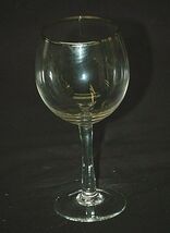 Long Stem Wine Goblet Platinum Trim Clear Glass 6-1/4" Unknown Maker - $12.86