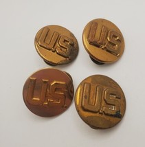 US Army Collar Disc Collar Pin Pinchback Lot of 4 Brass Buttons Vintage ... - $24.55