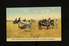 Postcard Farming Agriculture SPAIN 1910 International Harvester Oxen Machines - £15.78 GBP