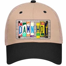 Damn Hot Wood License Plate Art Novelty Khaki Mesh License Plate Hat - £22.38 GBP