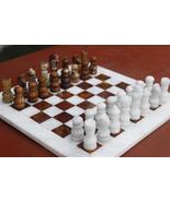 12*12 Inches Handmade White Brown Marble Chess Board Classic Strategy Ga... - £216.34 GBP