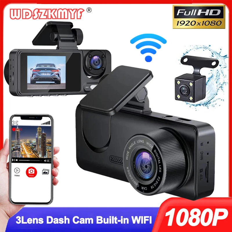 Car DVR 1080P Dash Cam for Cars WIFI 3Lens Video Recorder Rear View Camera for - £30.80 GBP+