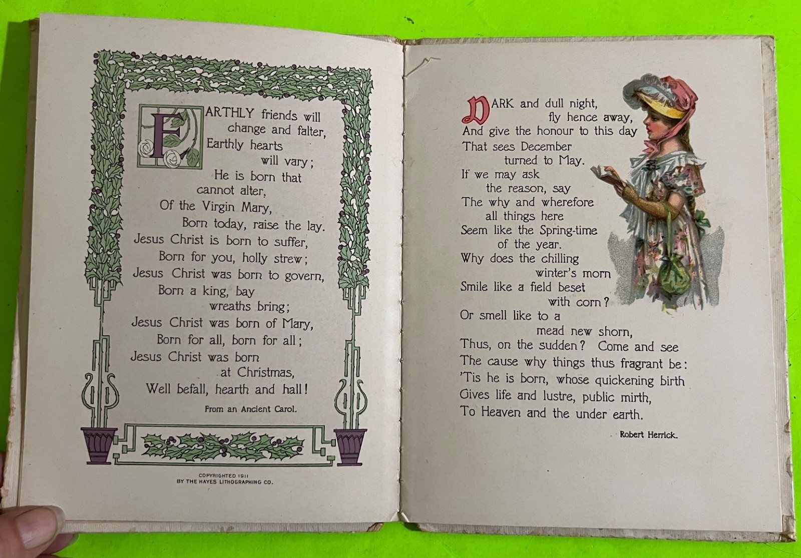 Vtg The Gladdest Christmas (Christmas verse collection) Herrick et al (HC 1911 ) Item image 3