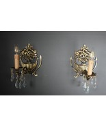 VINTAGE Victorian Single Arm Solid Brass Crystal Prisms Pair of Applique... - €214,99 EUR