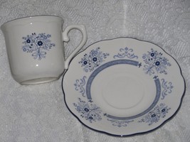 Lenox Lantana Blue Ribbon 2 Cup &amp; Saucer Sets Vintage 1980&#39;s - £13.87 GBP