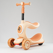 Kick Scooter For Kids 3 wheel with Seat and Intelligent gravity technology Peach - £67.26 GBP