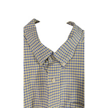 Mens Yellow Check Plaid Blue Button Shirt Gingham LL Bean  17 1/2 - 35 XL - £19.52 GBP