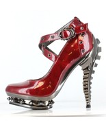 Hades TRITON Red 5&quot; High Spinal Heel Rivets Straps Spike Platform Flame ... - £78.56 GBP