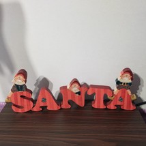 Hand Crafted Santa wood block sign Vintage - £15.52 GBP