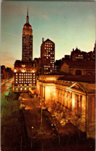 New York City Public Library NY at night ~ vintage postcard (A5) - £3.83 GBP