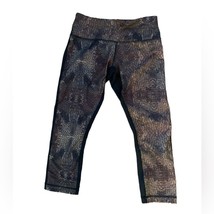 Lululemon black brown print leggings 6 - £20.36 GBP