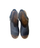 TOMS Women’s Black Canvas Espadrille Wedge Sandals Size 7.5 Peep Toe Ank... - €29,95 EUR