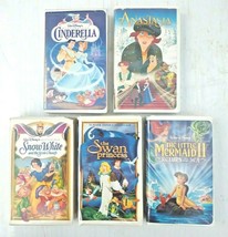 Disney VHS Tapes Cinderella  Anastasis Snow White Mermaid Lot of 5 - £17.93 GBP