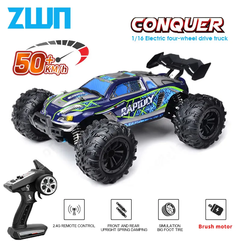 ZWN 1:16 50KM/H 4WD RC Car With LED Light 2.4G Remote Control Cars High Speed - £79.01 GBP+