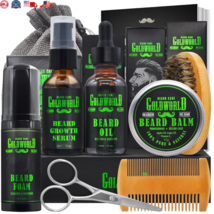 9-pcs Set Ultimate Beard Grooming Kit Wash Oil Balm Brush Comb Scissors New - £23.19 GBP