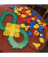 Vtg 71 Pieces Little Tikes Wee Waffle Blocks Primary Colors Green Road - $49.45