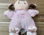 Vintage Pink Terrycloth Baby Doll Brown Hair Lovey Braids Bunny Slippers... - $33.24