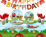 Barnyard Farm Animals Theme Party Supplies, 171 Piece Barn Tablecloth 24... - $40.11