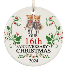 Cute Fox Couple Ornament Our 16th Anniversary Christmas 16 Year Loved Gift Decor - £12.19 GBP