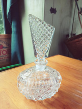 Glass Diamond Cut Perfume bottle with Art Deco style stopper - £22.25 GBP