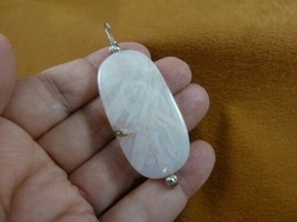 (J-199-13) oval White Mexican Lace Agate gemstone gem stone silver wired PENDANT - £15.50 GBP