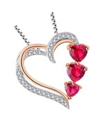 Heart Necklace 925 Sterling Silver Love Pendant Gemstones - £208.43 GBP