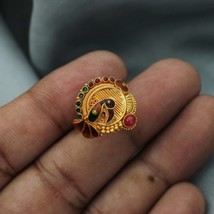 22k gold ring, Enameled Peacock Gold 22kt gold, Indian Handmade Jewelry - £505.25 GBP