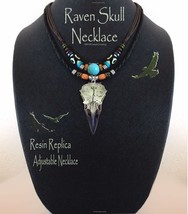 RAVEN SKULL NECKLACE BIRD CROW TRIBAL WITCH GOTHIC SYMBOL OF WISDOM POWE... - £19.05 GBP