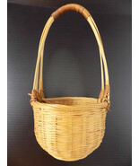 WICKER BASKET Unique Triple STrap Handle 8 1/4&quot; x 4&quot; Small RATTAN CONTAINER - $116.22 MXN