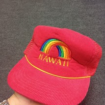 Vintage Hawaii Corduroy Hat Red Trucker Mesh Back Hawaiian Headwear Maui... - £21.89 GBP