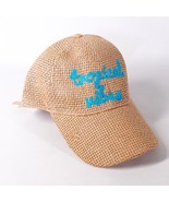 Tropical Vibes Woven Baseball Cap Hat Brown Blue Buckle Strap One Size F... - $9.49