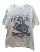 Hanes Men's Beefy T shirt XL FLAWS American Motorworks red white blue co... - $7.12
