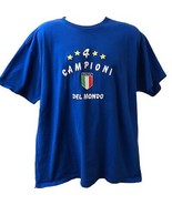 Italia World Cup Men&#39;s Unisex Blue Embroidered T-shirt Del Mondo Italia ... - £19.70 GBP