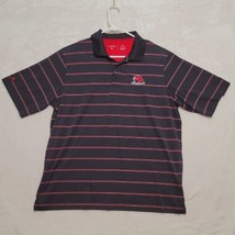 Antigua Mens Polo Shirt XL Miami RedHawks Black Striped Short Sleeve Casual - £14.73 GBP