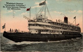 Whaleback Steamer Christopher Columbus En Route Postcard PC268 - £7.89 GBP