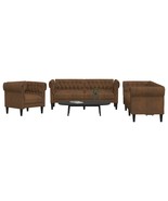 vidaXL Sofa Set Brown Polyester 3-seater Sofa Set Rectangular Modern - $2,556.84 CAD