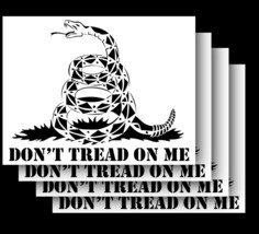 8&quot; Gadsden Flag Vinyl Car Truck Window Don&#39;t Tread On Me Sticker 4PK Black - £11.74 GBP