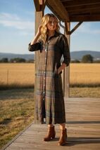 Ralph Lauren Denim Supply Green Plaid Long Shirt Dress No Pockets Size 0 - $33.66