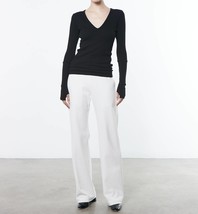 Enza Costa cuffed long sleeve v in BLACK - $81.00