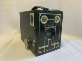 Brownie Target Six-20 Vtg Eastman Kodak Co USA  Art Deco Style Black Box Camera  - £31.56 GBP