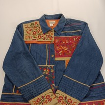 Coldwater Creek RN#98516 Women's Blue Floral Applique Embroidered Jacket Size XL image 14