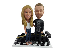 Custom Bobblehead Happy Racer with his wife ready to start the big F1 race - Wed - £186.29 GBP