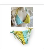 Victoria&#39;s Secret Triangle Bikini Set The Teeny Bikini Medium Aqua Lime ... - £17.91 GBP