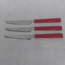 Hampton Silversmiths Red and Stainless Steel Dinner Knife 3 Matching - £13.31 GBP