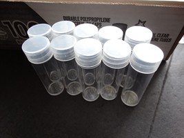 Lot of 10 Whitman Dime Round Clear Plastic Coin Storage Tubes w/ Screw O... - £9.40 GBP