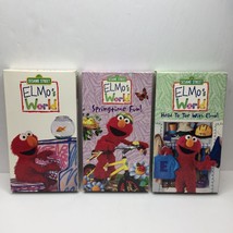 Vintage Set 3 VHS Tapes Sesame Street Elmo&#39;s World Springtime Fun Head To Toe - £19.65 GBP