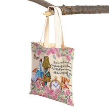 Alice in Wonder Fashion Shopping  Bag for Girl Reusable Double Sided Print Casua - £118.58 GBP