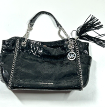 Michael Kors Black Snakeskin Bag Chainlink Handbag Purse - £58.09 GBP
